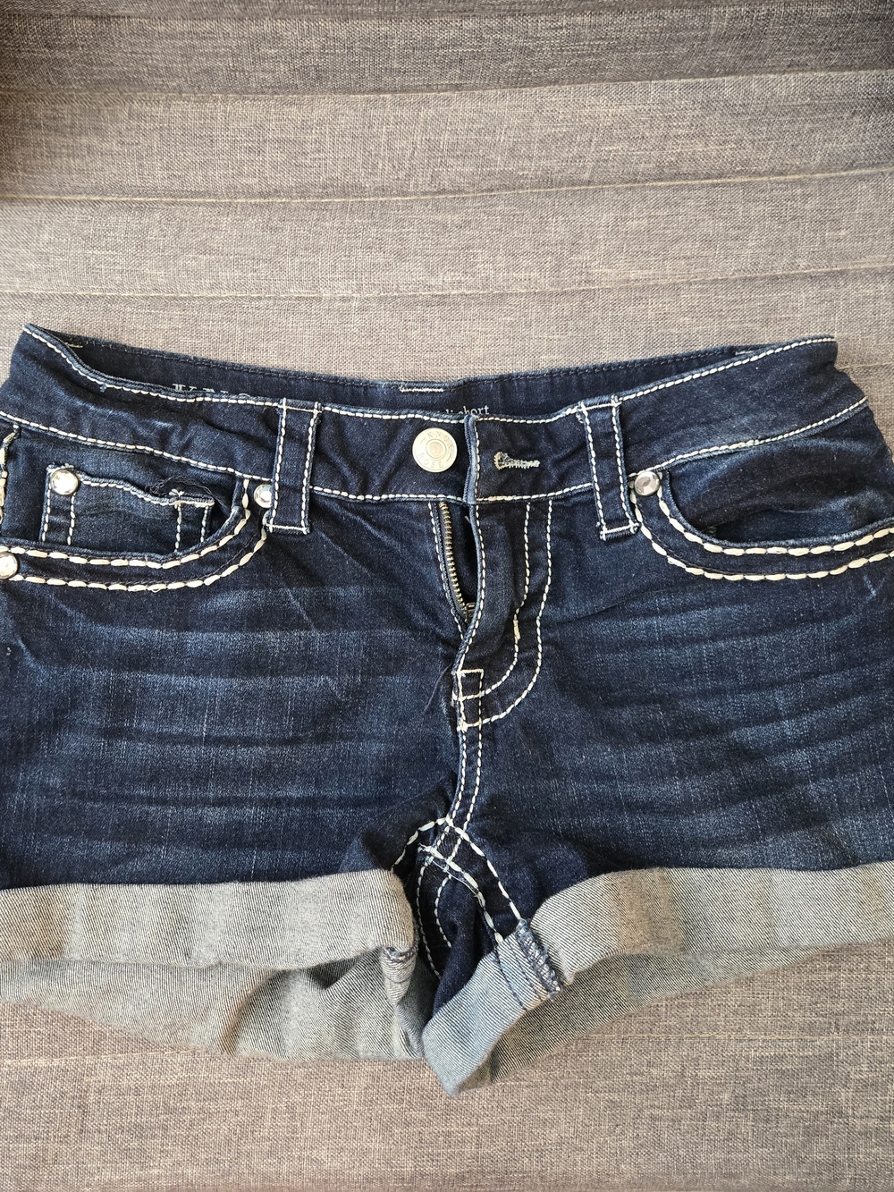 Dark Wash Denim Cuffed Women's Shorts